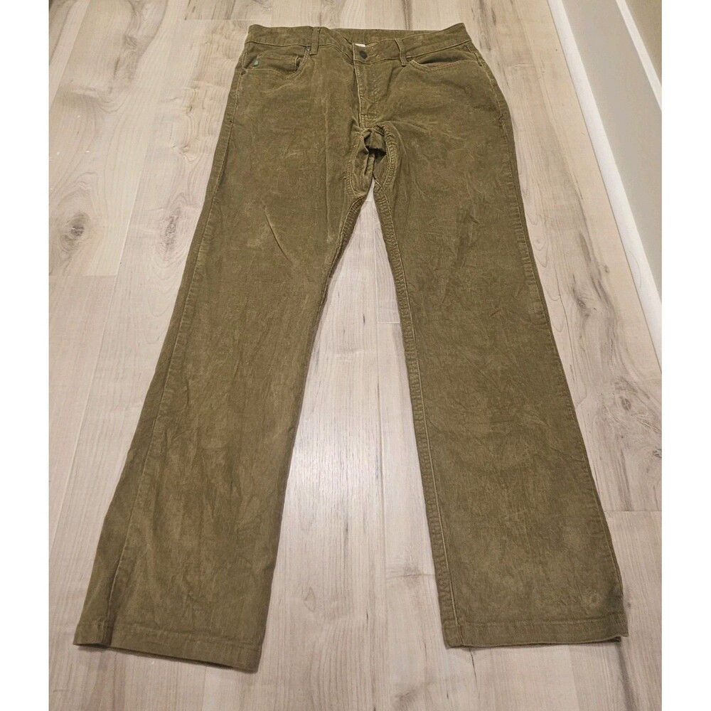 Stio Corduroy Pants Olive Green Size 33/31 Rivet Straight Leg Long Outdoor Cord